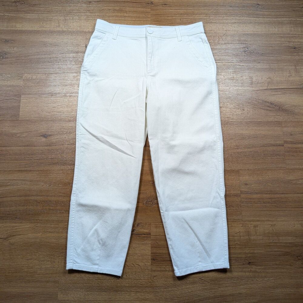 Democracy AB Solution Barrel Jeans Women Size 12 White High Rise Wide Leg